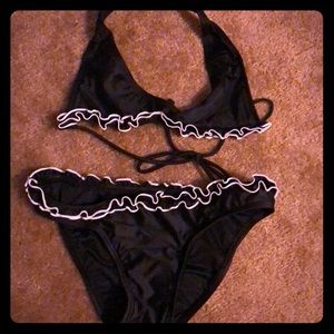 Super cute black and white ruffle bikini